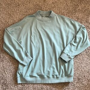 TEAL Mock Turtleneck Sweatshirt GUC Side Seam Pockets XL
